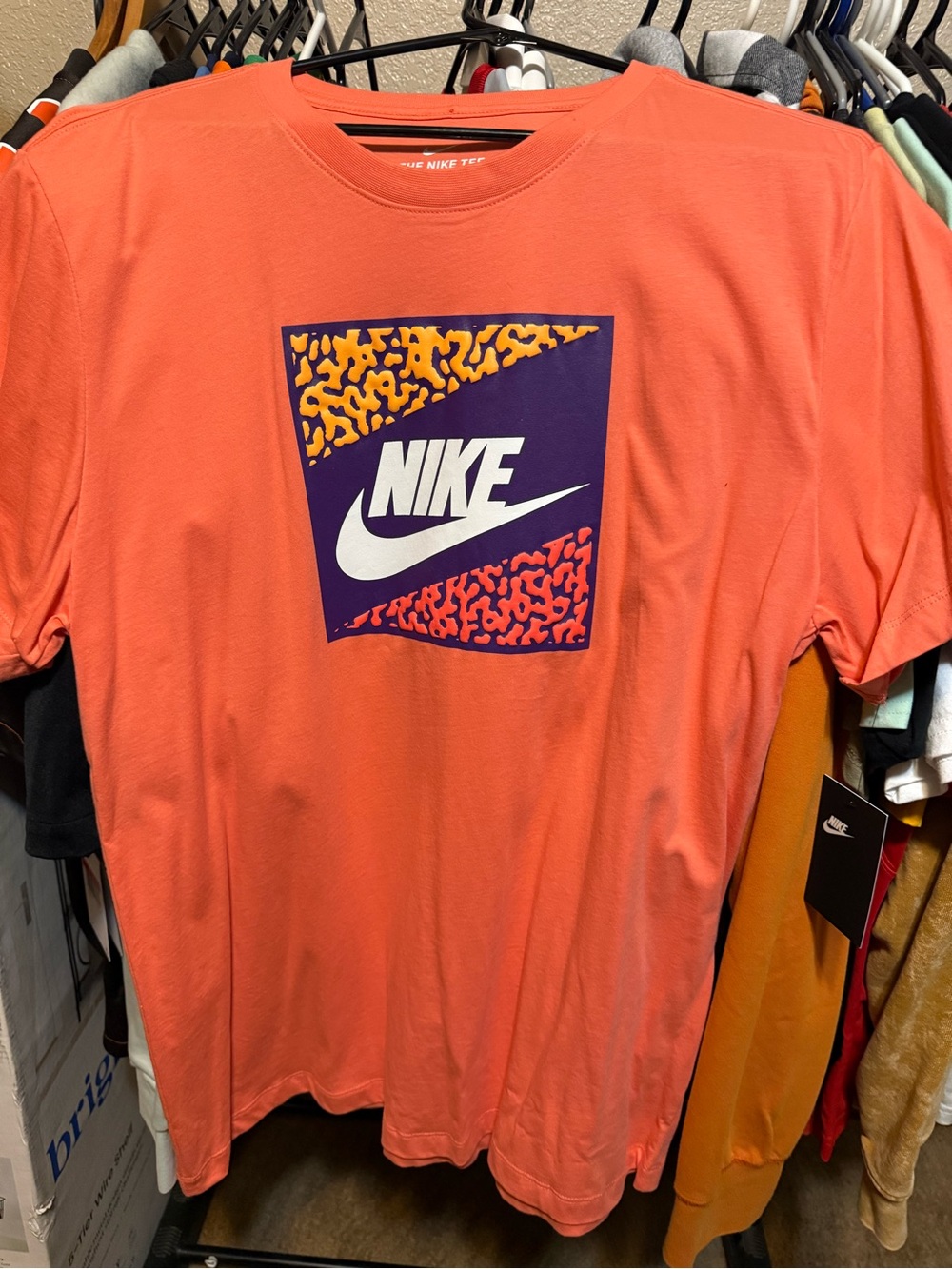 Nike Men’s Coral Graphic Logo Tee with Purple Panel